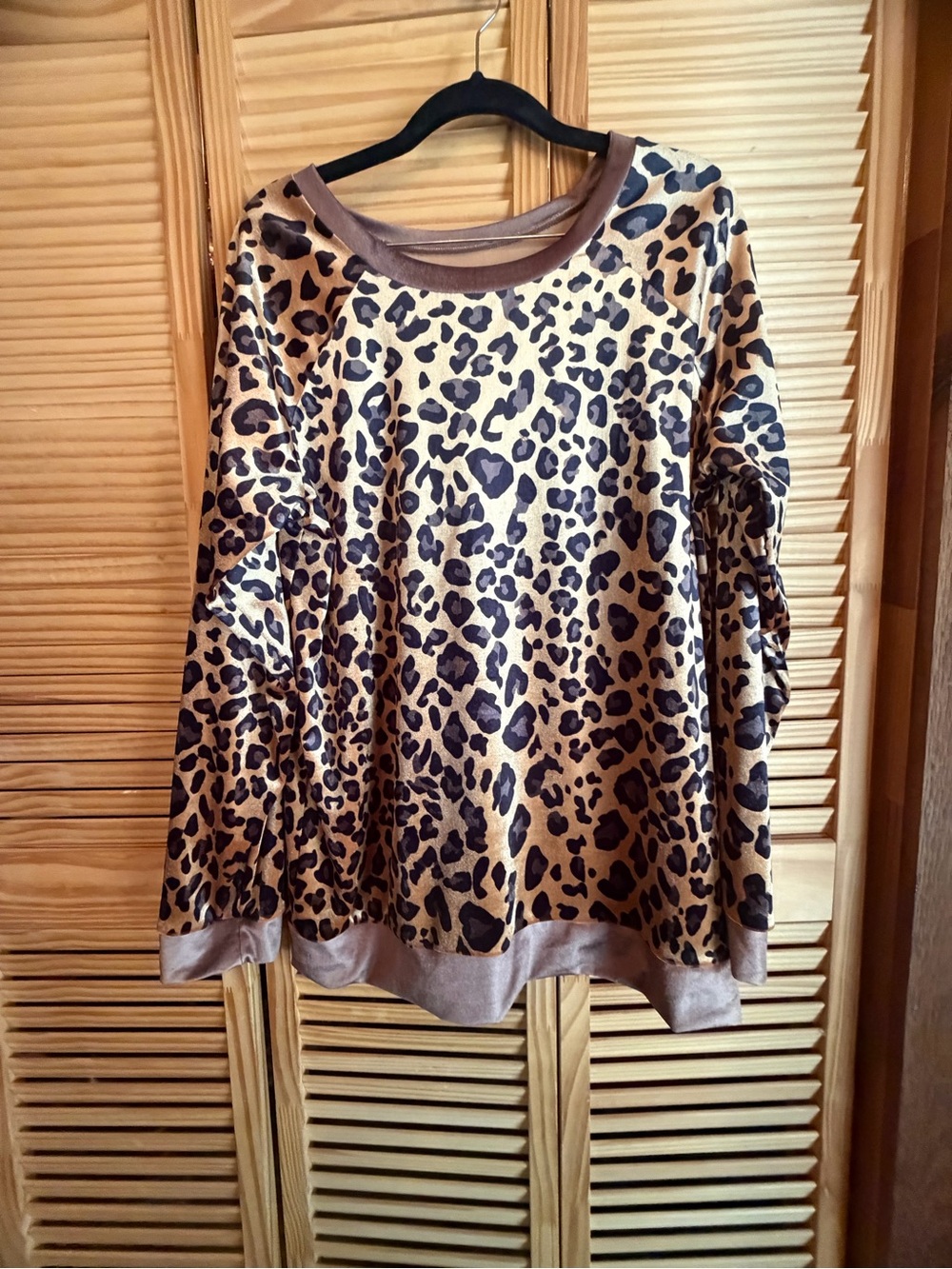 Leopard Print Scoop Neck Sweater - Brown